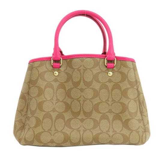 COACH Handbag F34605 PVC Brown Signature 2WAY Women Used Authentic