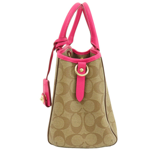 COACH Handbag F34605 PVC Brown Signature 2WAY Women Used Authentic