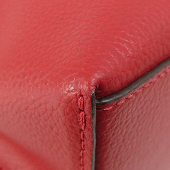 COACH Tote Bag 1671 leather Red logoMetal Women Used Authentic