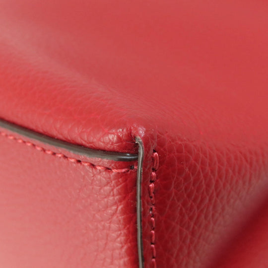 COACH Tote Bag 1671 leather Red logoMetal Women Used Authentic