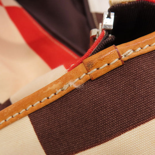 BALLY Tote Bag canvas beige logo Women Used Authentic