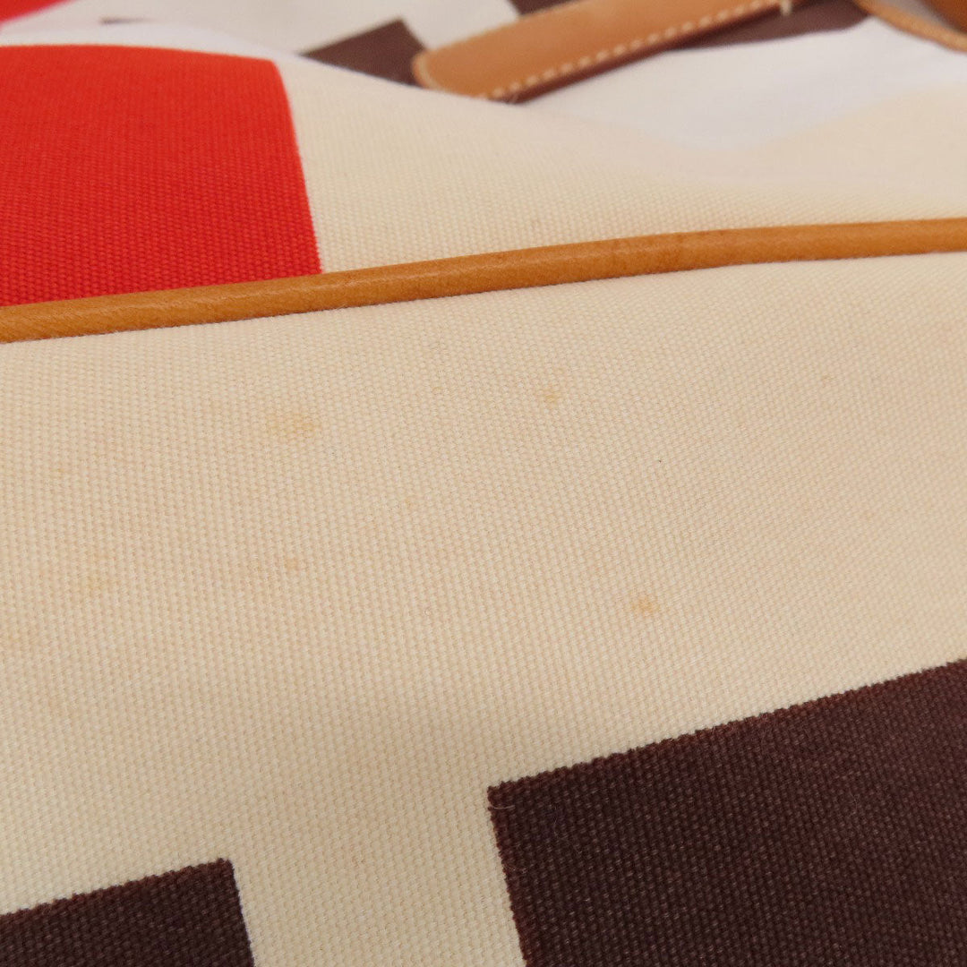 BALLY Tote Bag canvas beige logo Women Used Authentic