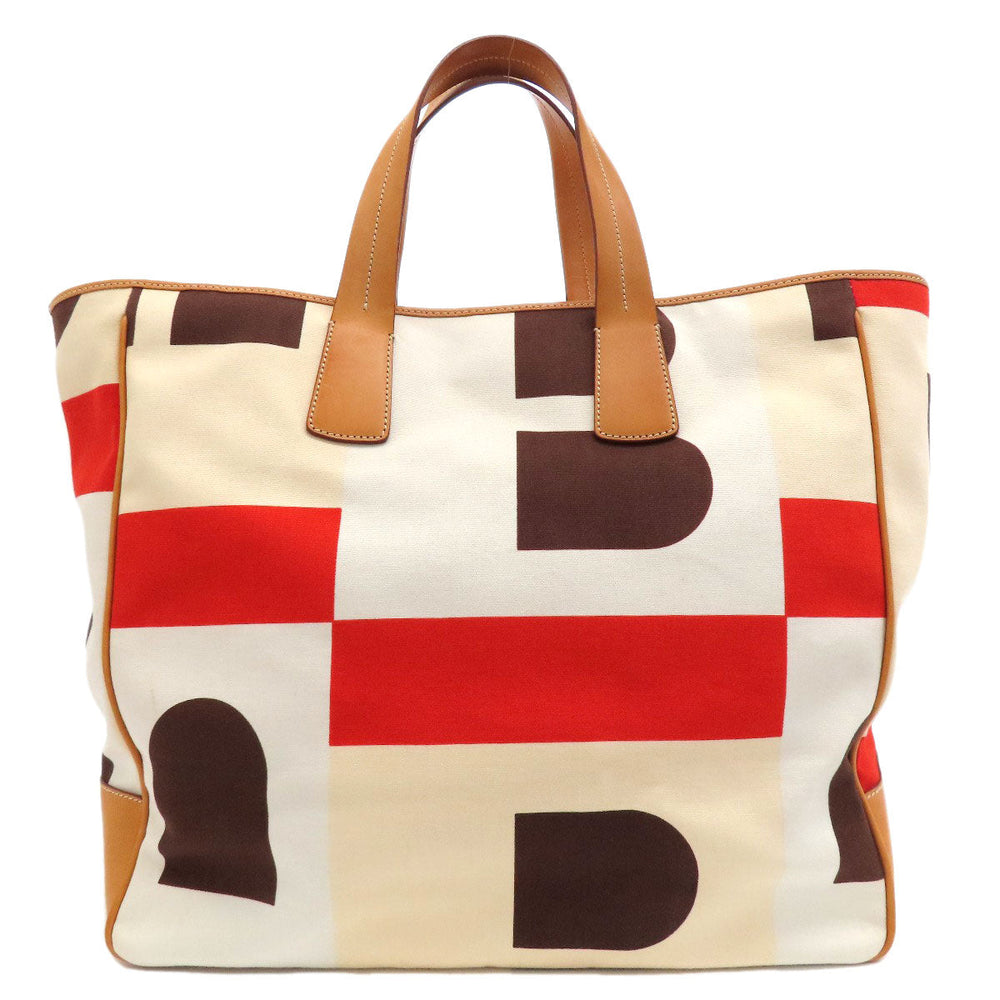 BALLY Tote Bag canvas beige logo Women Used Authentic