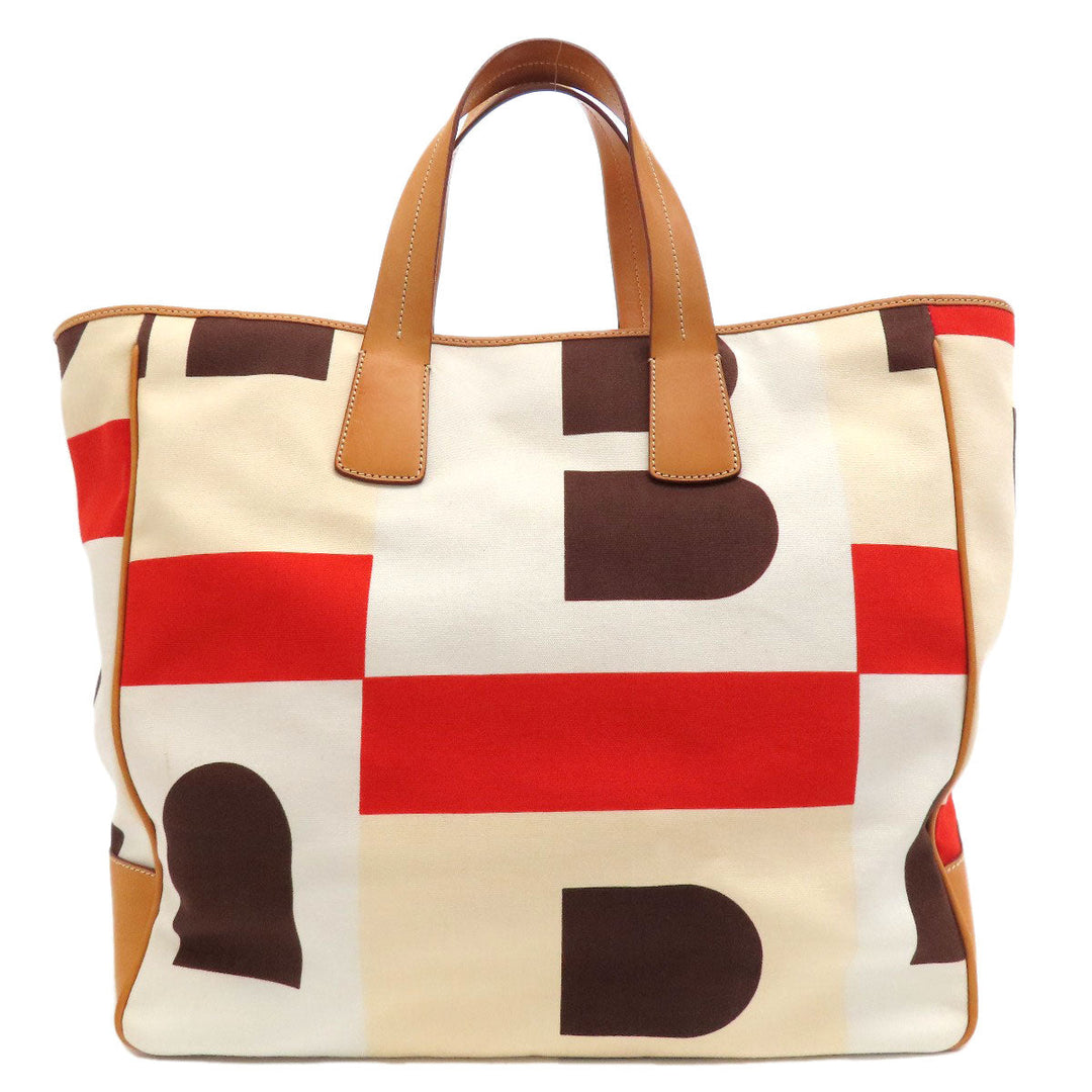 BALLY Tote Bag canvas beige logo Women Used Authentic