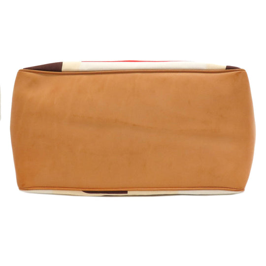 BALLY Tote Bag canvas beige logo Women Used Authentic