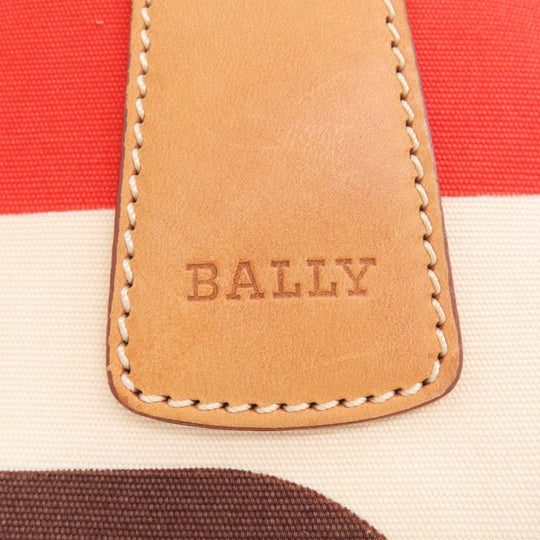 BALLY Tote Bag canvas beige logo Women Used Authentic