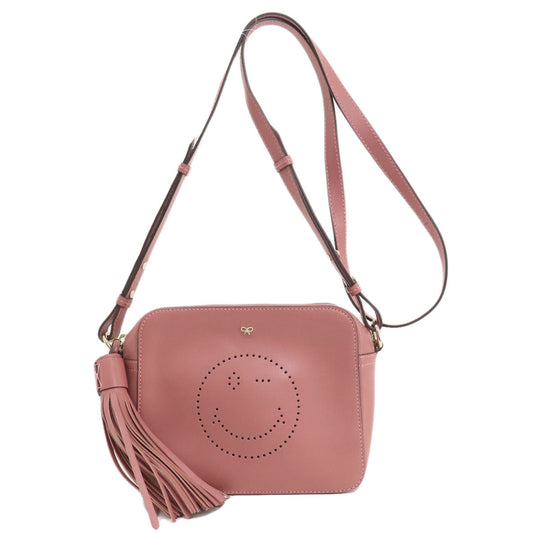Anya Hindmarch Shoulder Bag leather pink Smiley Women Used Authentic