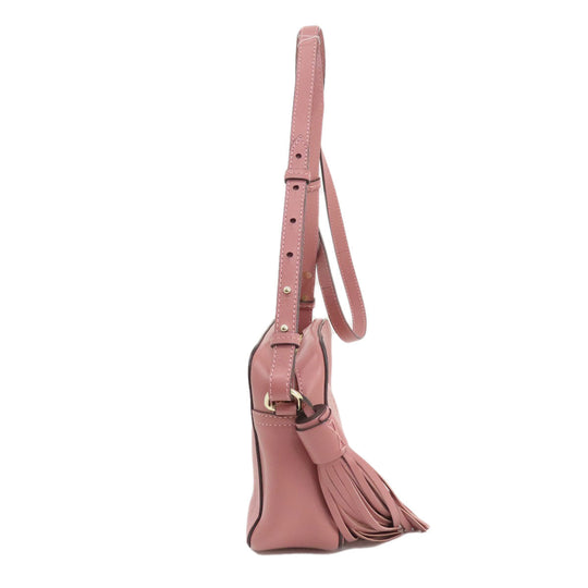 Anya Hindmarch Shoulder Bag leather pink Smiley Women Used Authentic