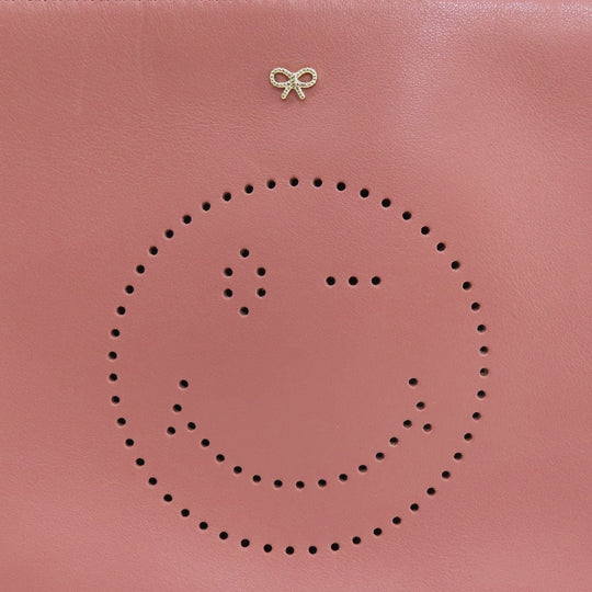 Anya Hindmarch Shoulder Bag leather pink Smiley Women Used Authentic