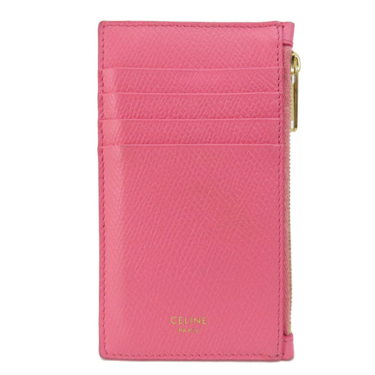 CELINE Card Case leather pink logo Women Used Authentic