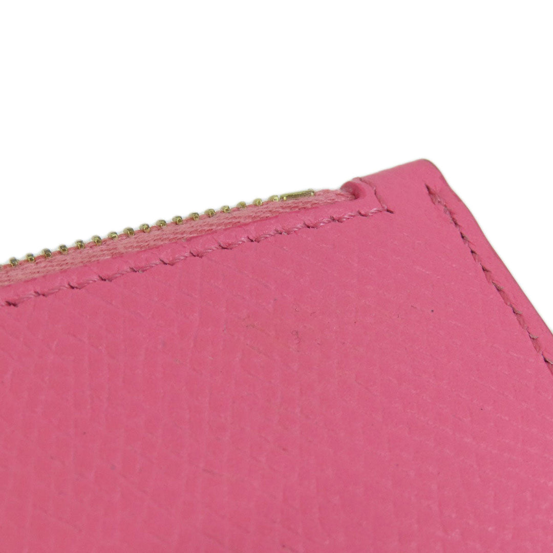 CELINE Card Case leather pink logo Women Used Authentic