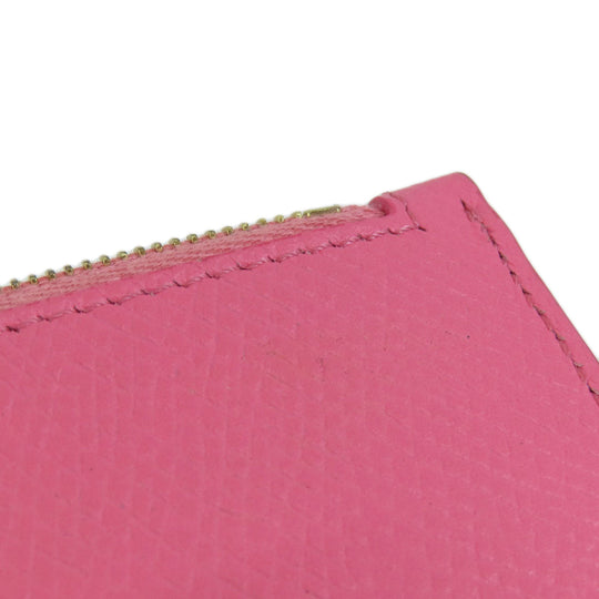 CELINE Card Case leather pink logo Women Used Authentic
