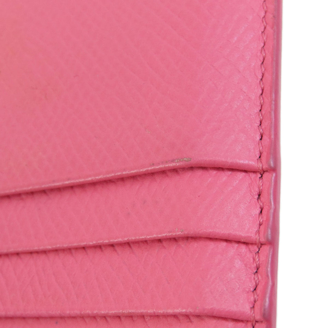 CELINE Card Case leather pink logo Women Used Authentic