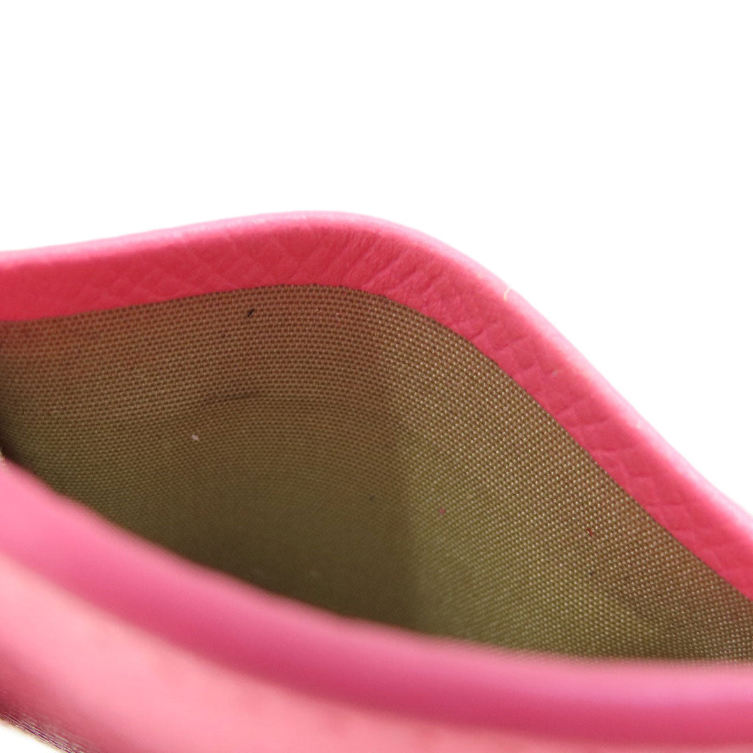 CELINE Card Case leather pink logo Women Used Authentic