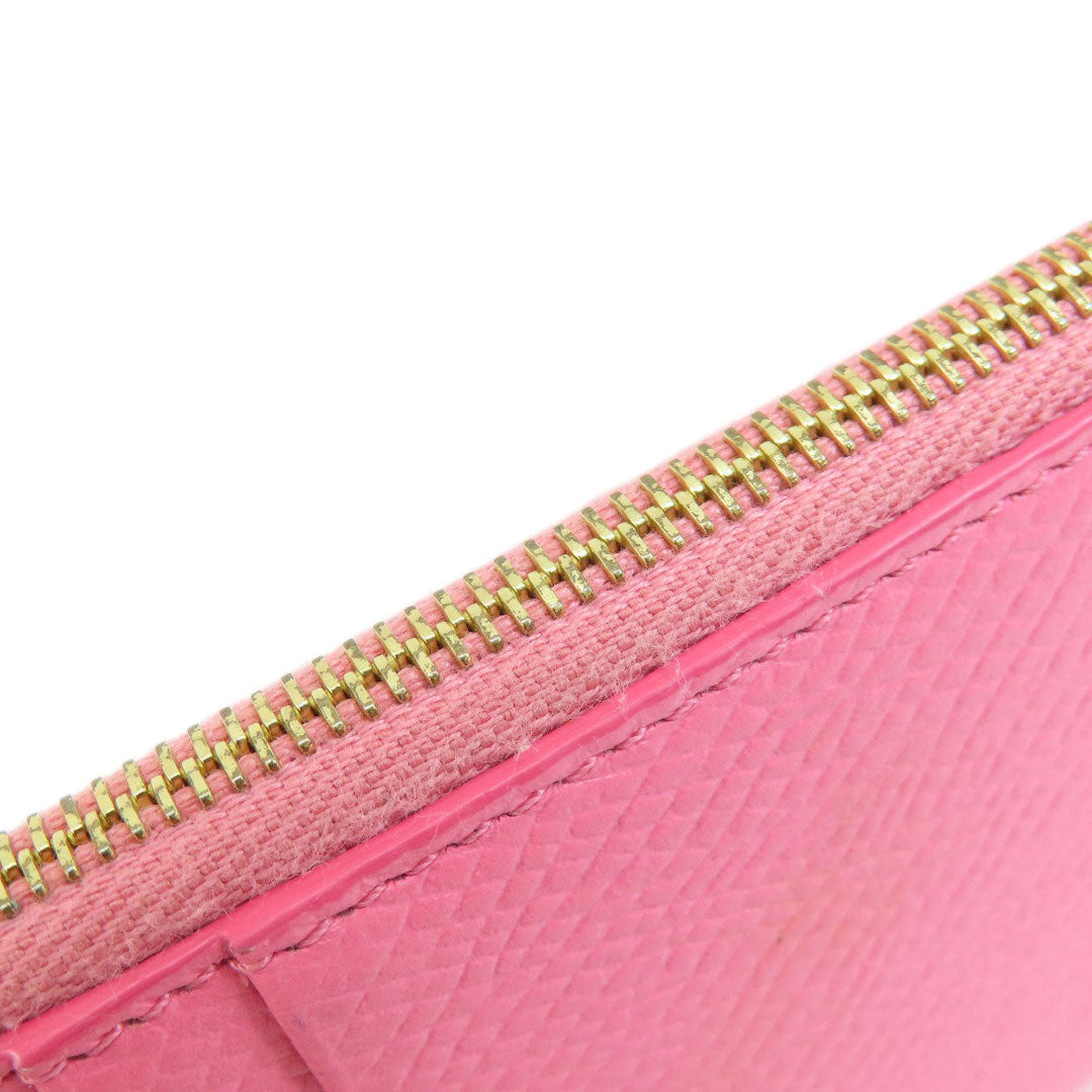 CELINE Card Case leather pink logo Women Used Authentic