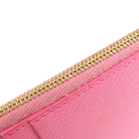 CELINE Card Case leather pink logo Women Used Authentic