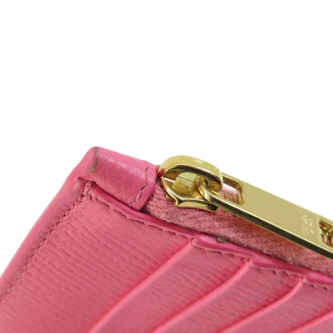 CELINE Card Case leather pink logo Women Used Authentic