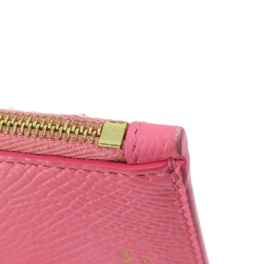 CELINE Card Case leather pink logo Women Used Authentic