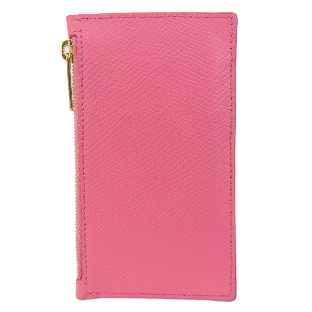 CELINE Card Case leather pink logo Women Used Authentic