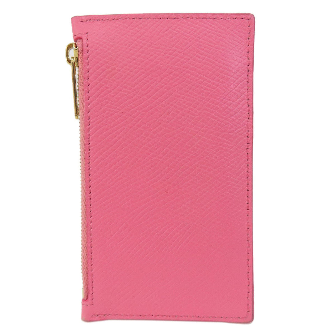 CELINE Card Case leather pink logo Women Used Authentic
