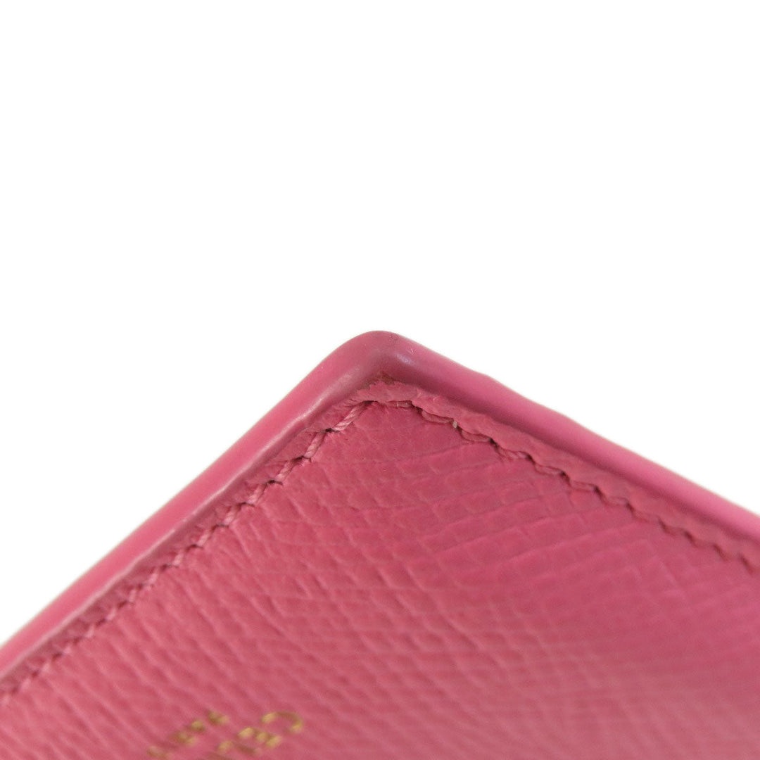 CELINE Card Case leather pink logo Women Used Authentic