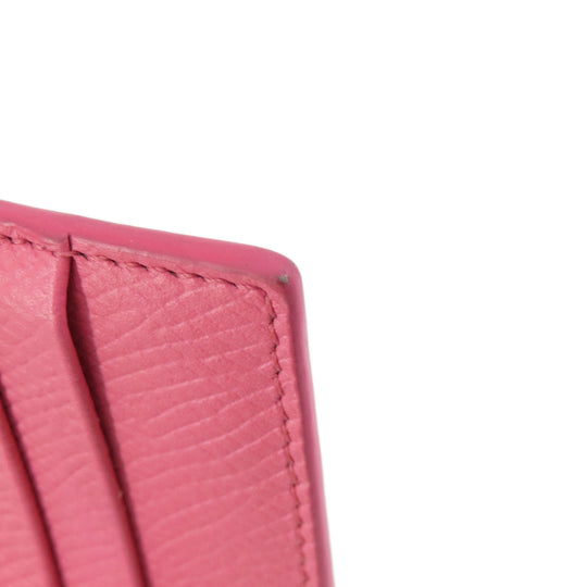 CELINE Card Case leather pink logo Women Used Authentic