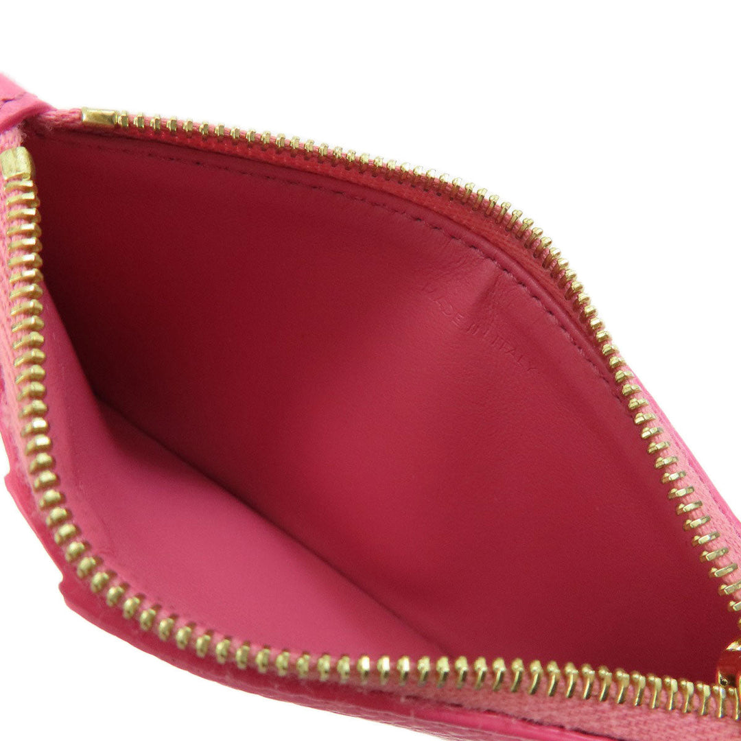 CELINE Card Case leather pink logo Women Used Authentic