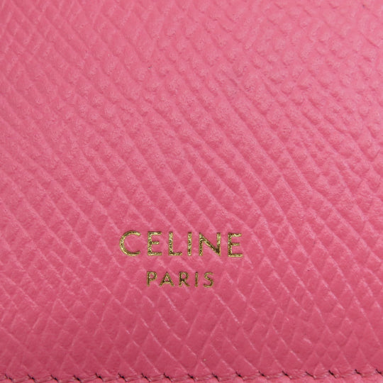 CELINE Card Case leather pink logo Women Used Authentic