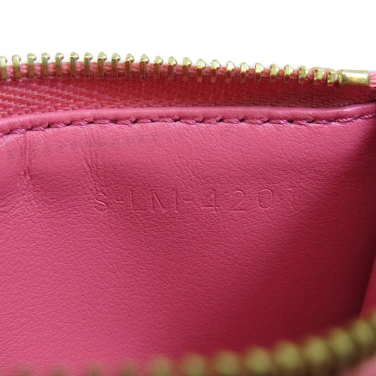 CELINE Card Case leather pink logo Women Used Authentic