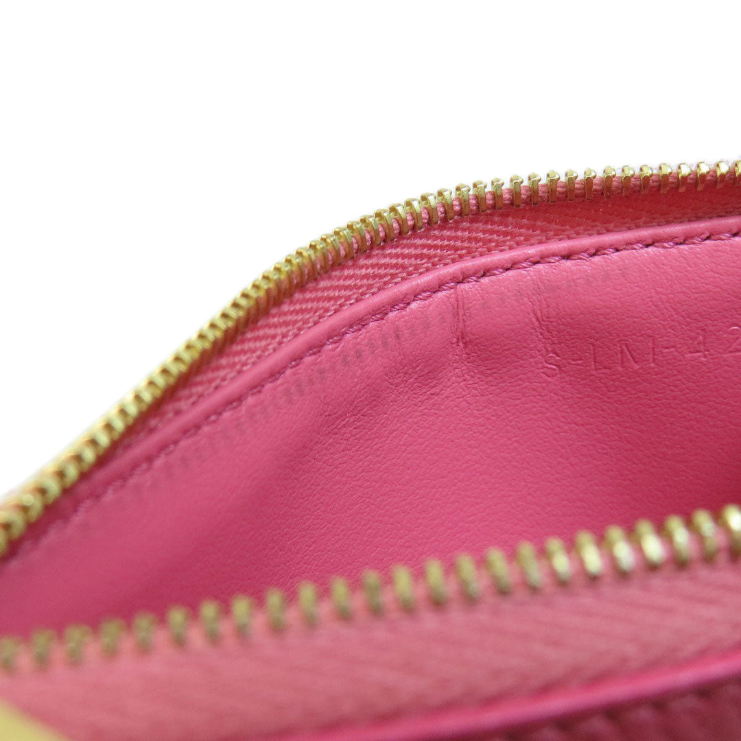 CELINE Card Case leather pink logo Women Used Authentic
