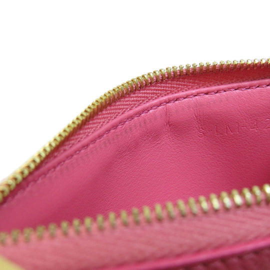 CELINE Card Case leather pink logo Women Used Authentic