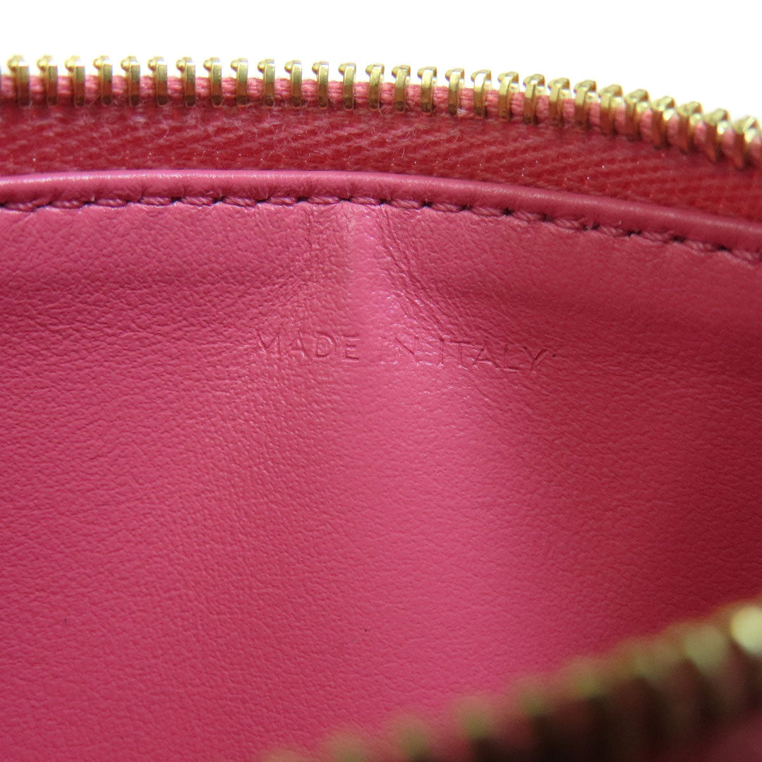 CELINE Card Case leather pink logo Women Used Authentic