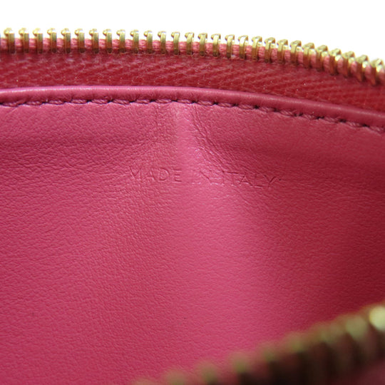 CELINE Card Case leather pink logo Women Used Authentic