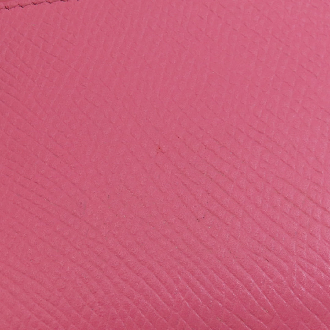 CELINE Card Case leather pink logo Women Used Authentic