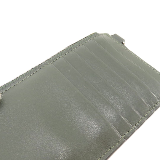 JIMMY CHOO Coin case leather green logo Women Used Authentic