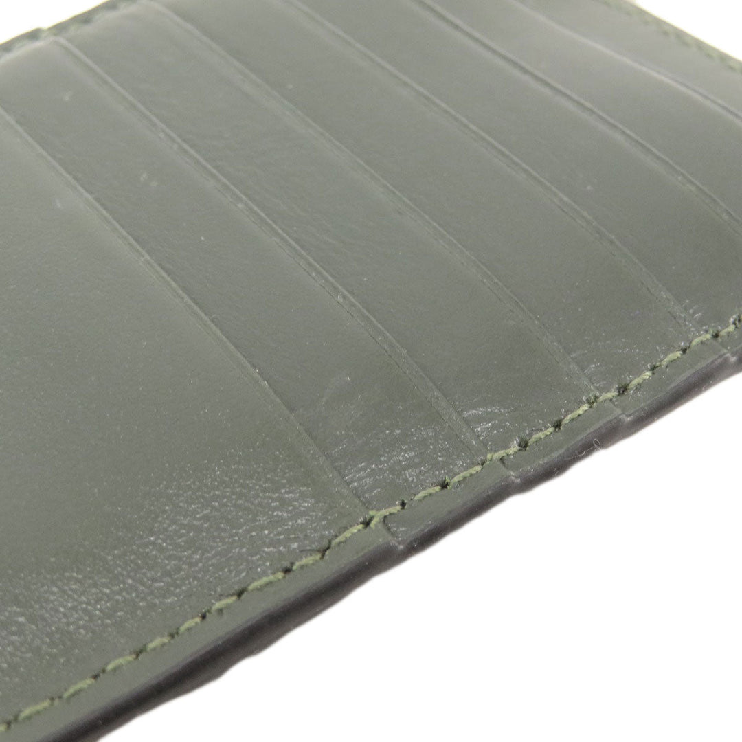 JIMMY CHOO Coin case leather green logo Women Used Authentic