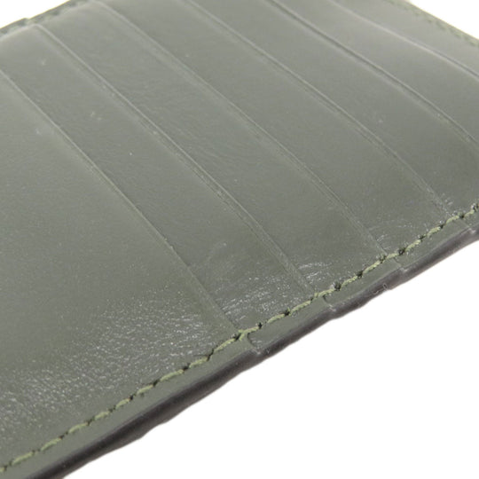 JIMMY CHOO Coin case leather green logo Women Used Authentic