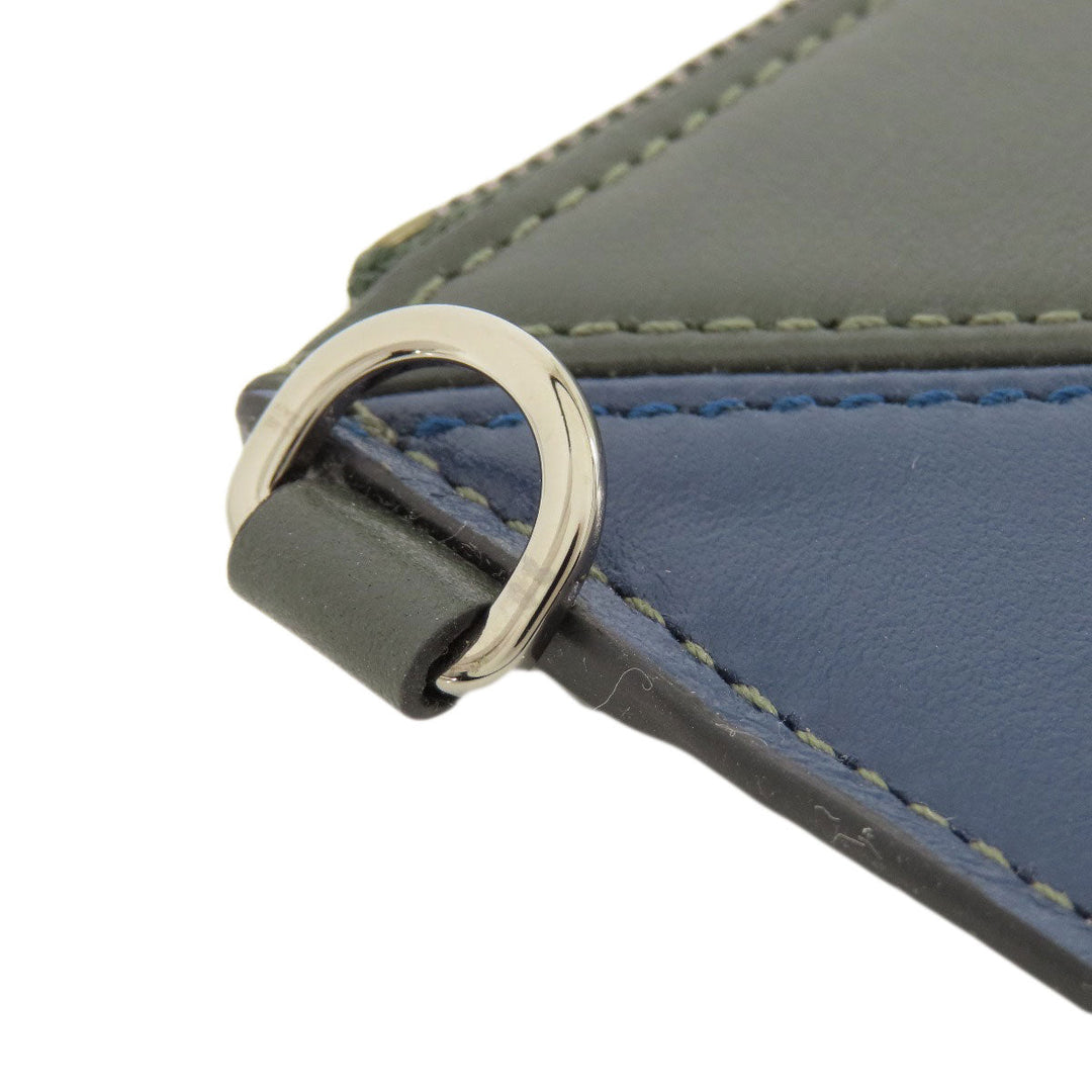 JIMMY CHOO Coin case leather green logo Women Used Authentic