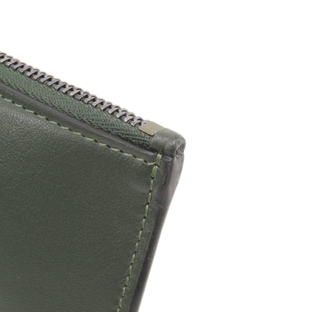 JIMMY CHOO Coin case leather green logo Women Used Authentic