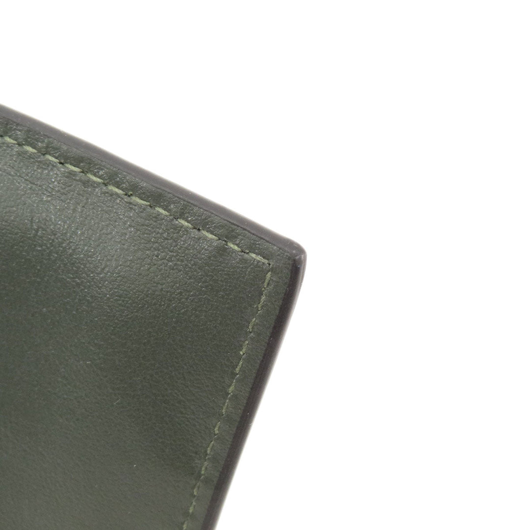 JIMMY CHOO Coin case leather green logo Women Used Authentic