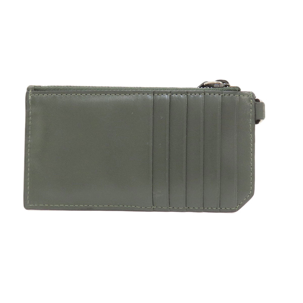 JIMMY CHOO Coin case leather green logo Women Used Authentic