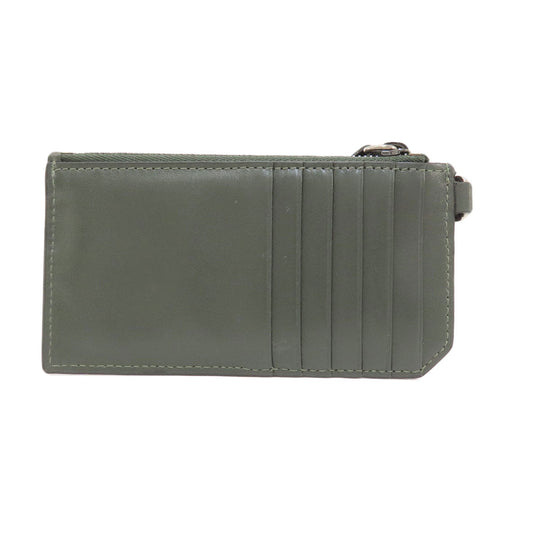 JIMMY CHOO Coin case leather green logo Women Used Authentic