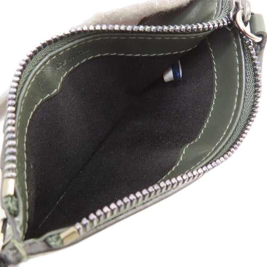 JIMMY CHOO Coin case leather green logo Women Used Authentic