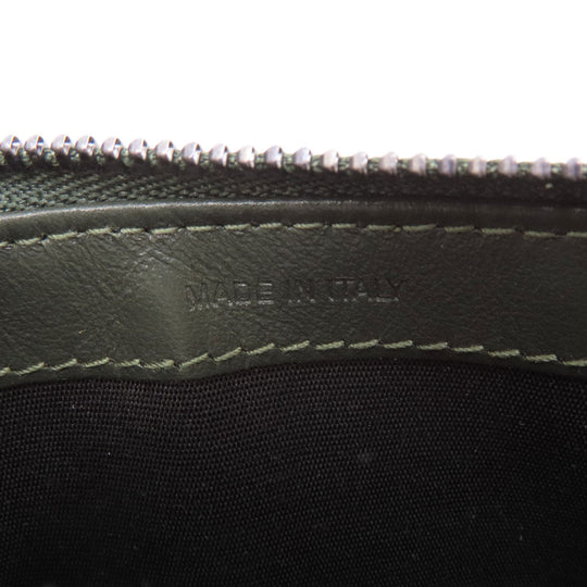 JIMMY CHOO Coin case leather green logo Women Used Authentic