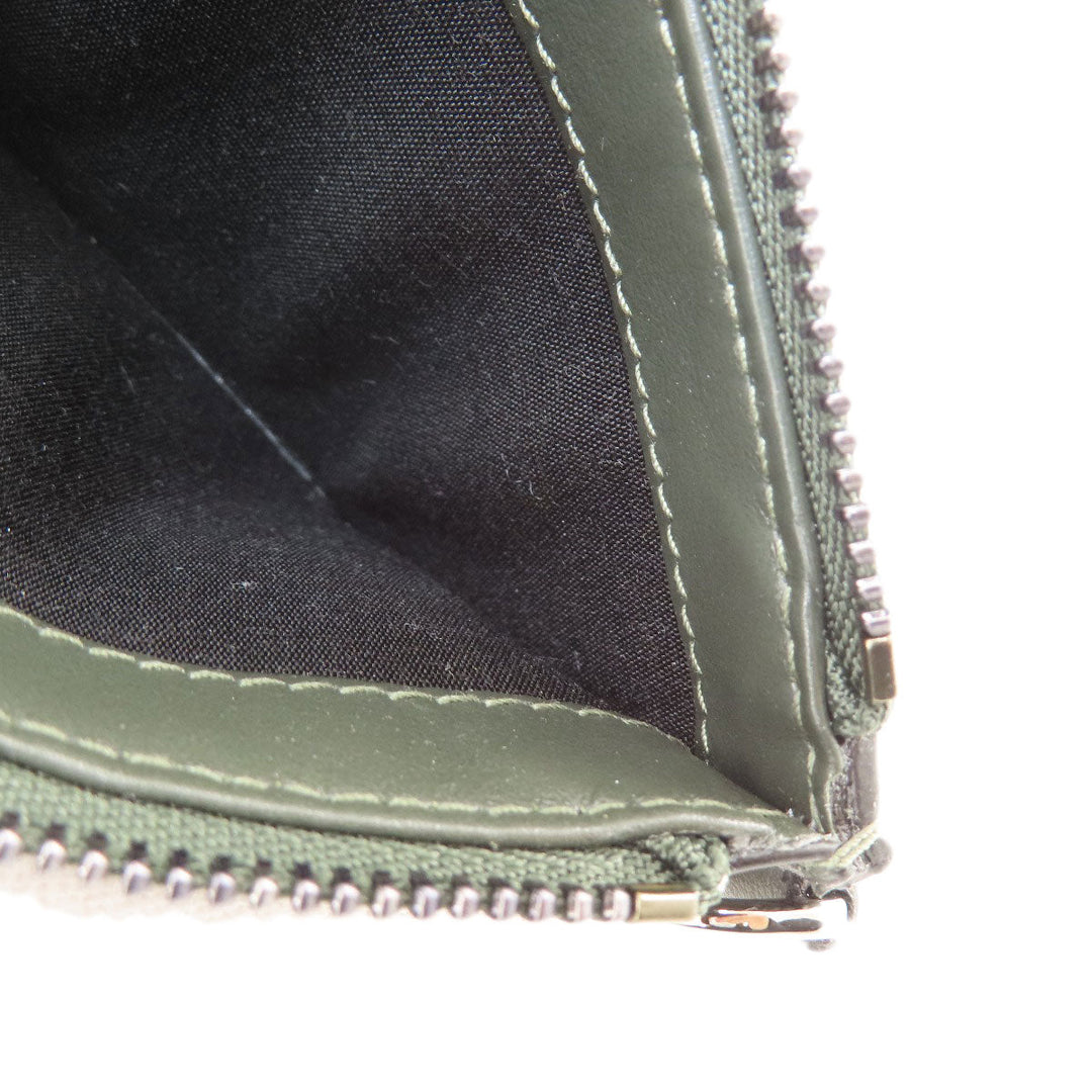 JIMMY CHOO Coin case leather green logo Women Used Authentic