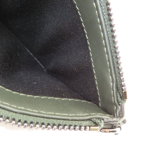 JIMMY CHOO Coin case leather green logo Women Used Authentic