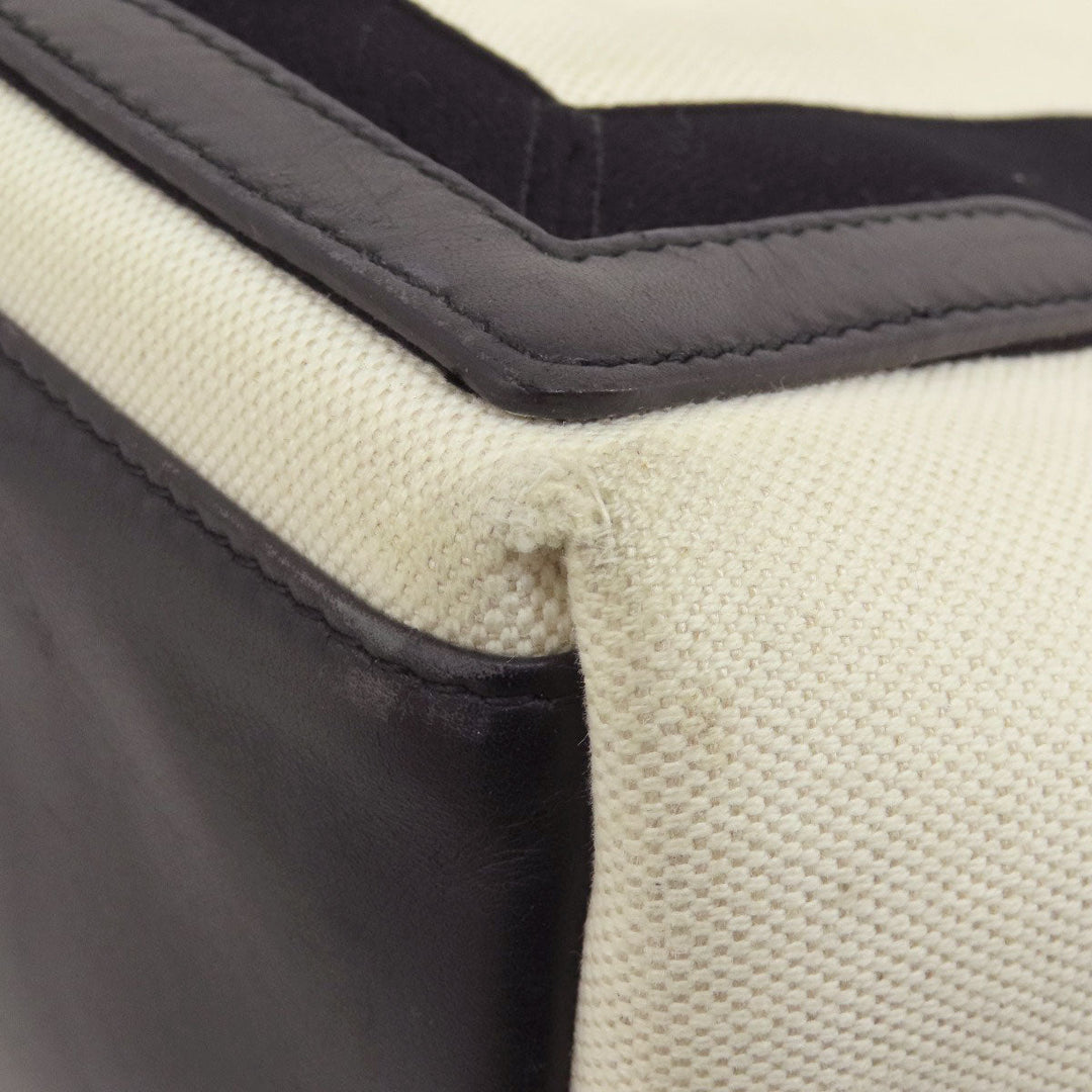 BALENCIAGA Tote Bag 339933 canvas white Navy kabas S Women Used Authentic