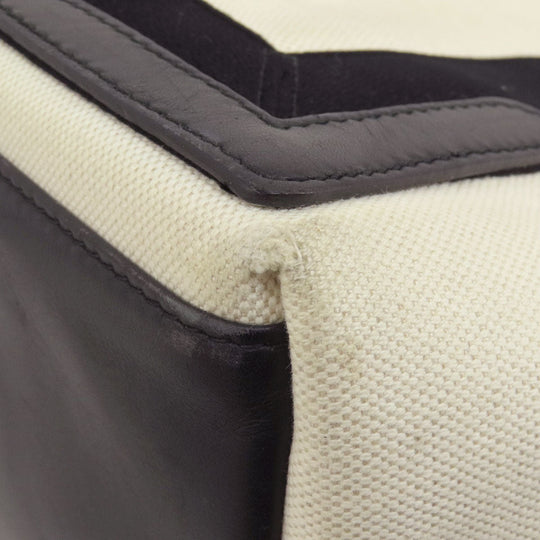 BALENCIAGA Tote Bag 339933 canvas white Navy kabas S Women Used Authentic