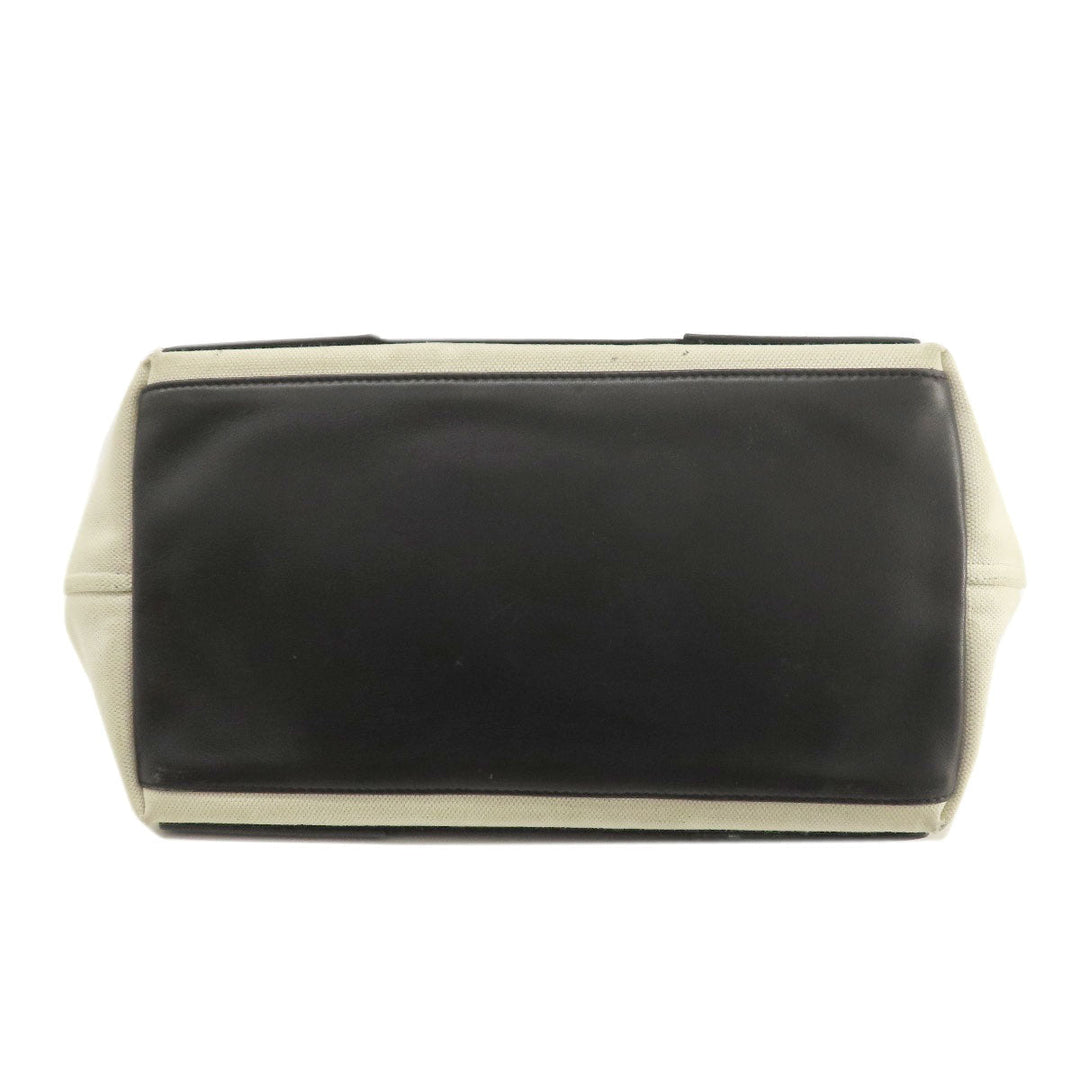 BALENCIAGA Tote Bag 339933 canvas white Navy kabas S Women Used Authentic