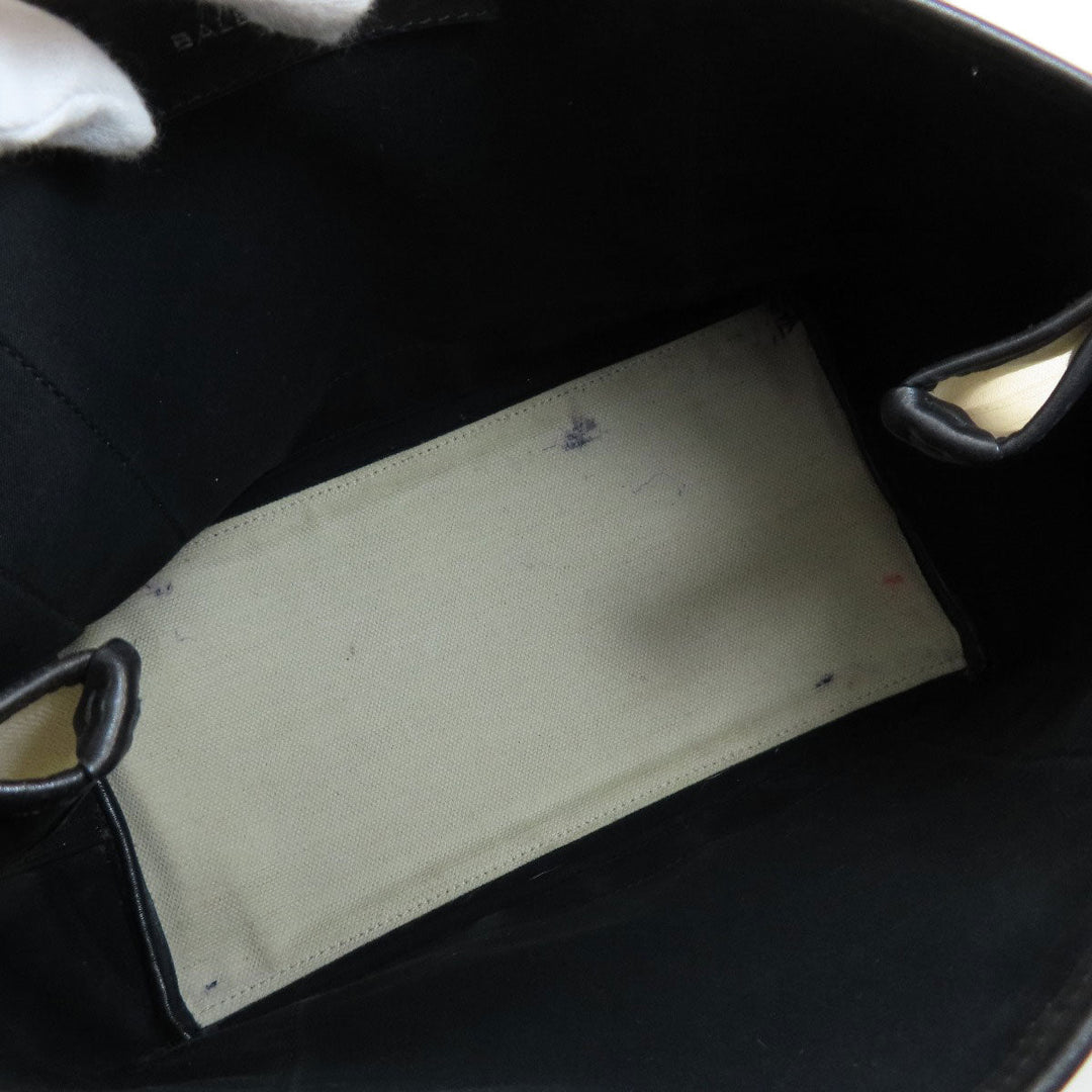 BALENCIAGA Tote Bag 339933 canvas white Navy kabas S Women Used Authentic